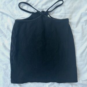 black cut out mini skirt